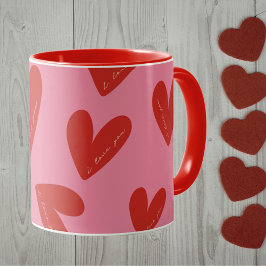 Taza Feliz día de San Valentín Corazones Rosas Rojos 'T
