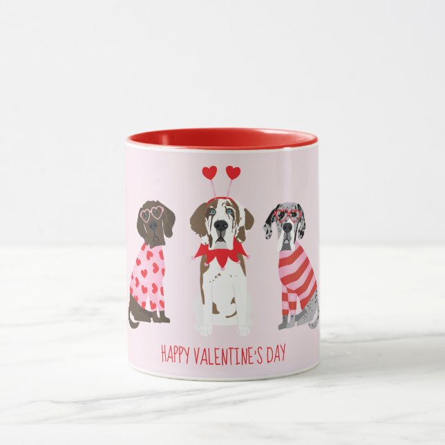 Taza Feliz Día de San Valentín grandes perros daneses (Centro)