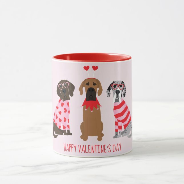 Taza Feliz Día de San Valentín grandes perros daneses (Centro)