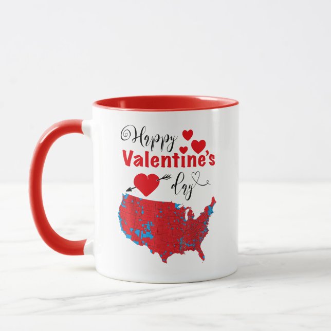 Taza Feliz Día de San Valentín Mapa Electoral Rojo Esta (Izquierda)