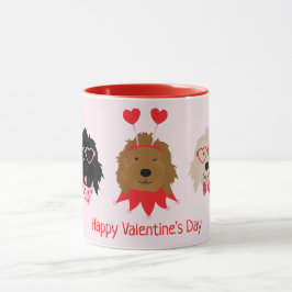 Taza Feliz Día de San Valentín Mini perros dorados
