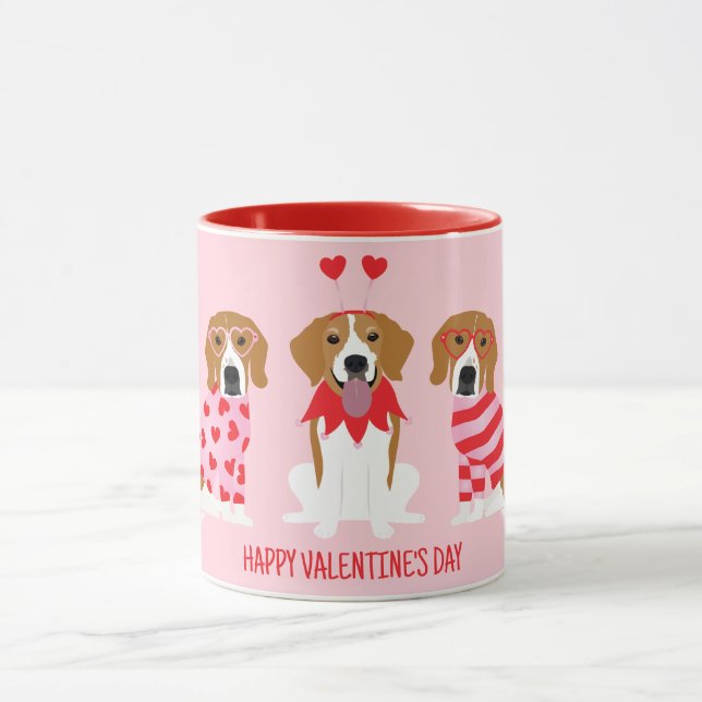 Taza Feliz Día de San Valentín Perros Beagle (Centro)