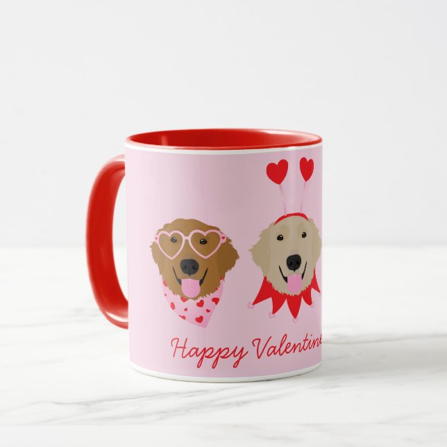 Taza Feliz Día de San Valentín Perros recuperadores de  (Anverso izquierdo)
