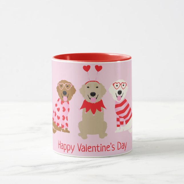 Taza Feliz Día de San Valentín Perros recuperadores de  (Centro)