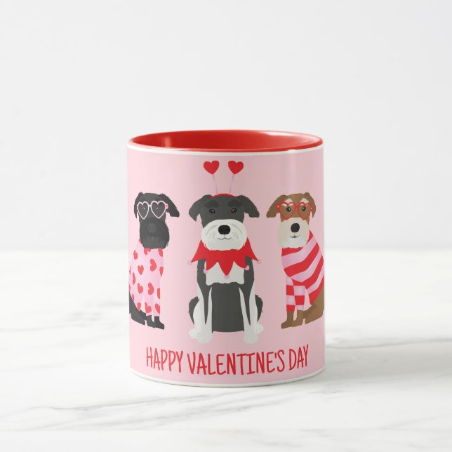 Taza Feliz Día de San Valentín Perros Schnauzer (Centro)