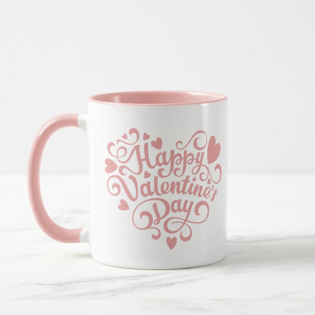 Taza Feliz Día de San Valentín rosa moderno (Izquierda)