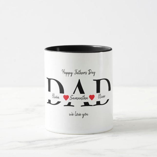 Taza Feliz Día del Padre con nombres de niños (Centro)