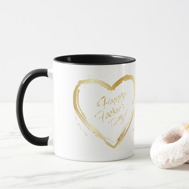 Taza Feliz Día del Padre Elegante Lujo de Caligrafía de (Con donut)