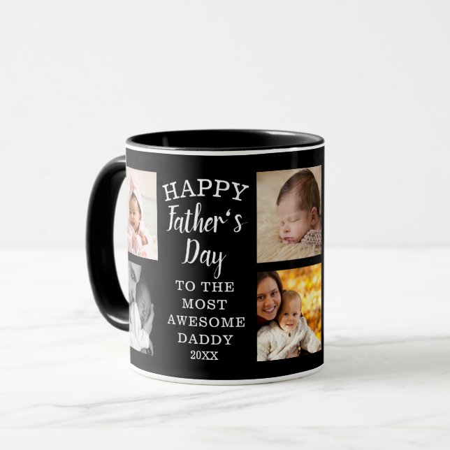 Taza Feliz Día del Padre, impresionante papá 8 foto neg (Anverso izquierdo)