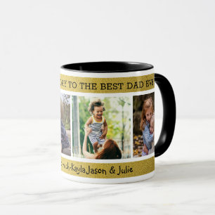 Taza Feliz Día del Padre, mejor papá, cuatro Collages