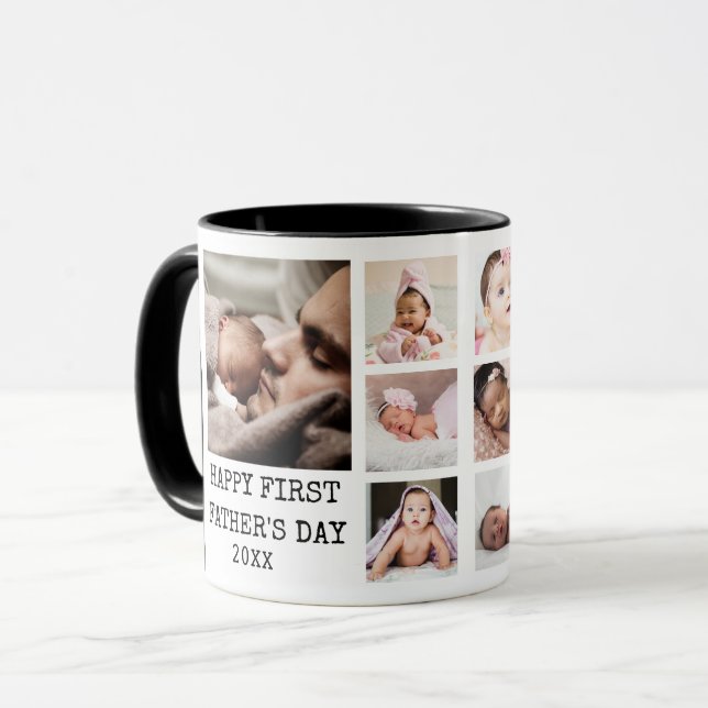 Taza Feliz Día del Primer Padre 8 Collage de fotos Mug  (Anverso izquierdo)