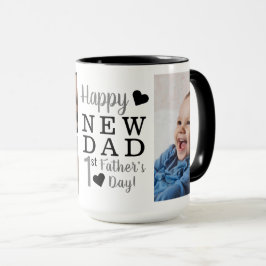 Taza Feliz Día del Primer Padre Nuevo papá 5 Collage de
