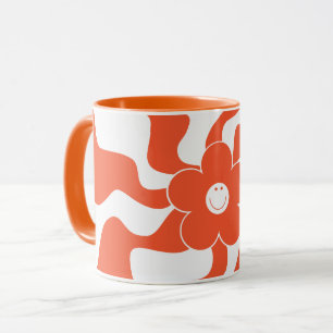 Taza Feliz diatriba retro en Naranja y blanco