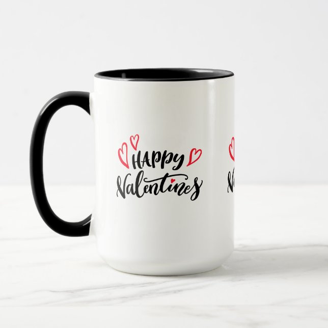 Taza Feliz diseño de tipografía escrita a mano de Valen (Izquierda)