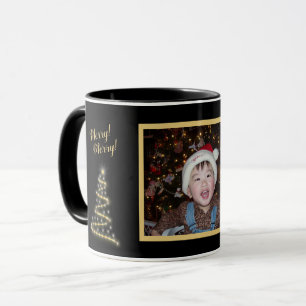 Taza ¡Feliz! ¡Feliz! ~ Árbol de Navidad dorado ~ Foto f