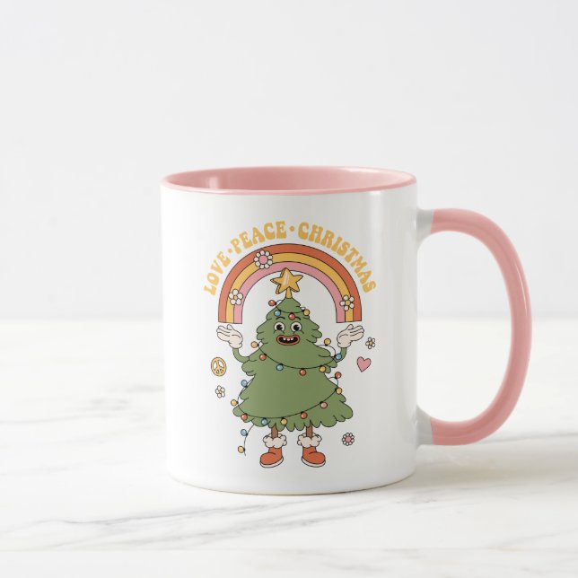 Taza Feliz Feliz Feliz Feliz Navidad - Sé Groovy brilla (Derecha)