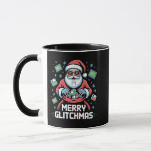 Taza Feliz Glitchmas Código Programador Santa Navidad
