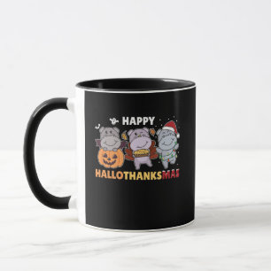 Taza Feliz Hallothanksmas Hippos Navidades Hippo
