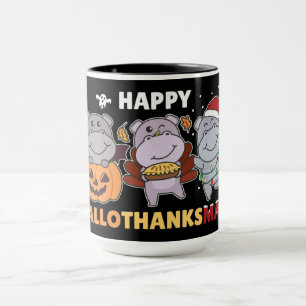 Taza Feliz Hallothanksmas Hippos Navidades Hippo Mug
