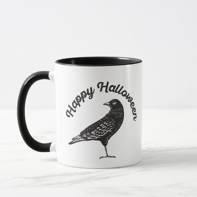Taza Feliz Halloween Black Crow Bird Halloween (Izquierda)