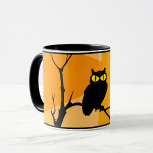 Taza Feliz Halloween Black Naranja Owl