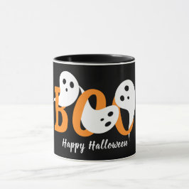 Taza Feliz Halloween Boo Fantasma Negro