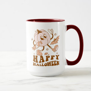 Taza Feliz Halloween Calabaza de punto de Polka retro