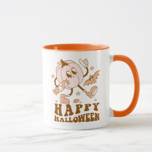 Taza Feliz Halloween Calabaza de punto de Polka retro