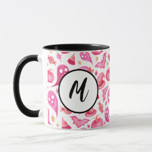 Taza Feliz Halloween Fantasma Rosa y Mug de brujas