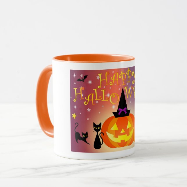 Taza Feliz Halloween Funny Bright Pumpkins Fiesta (Anverso izquierdo)