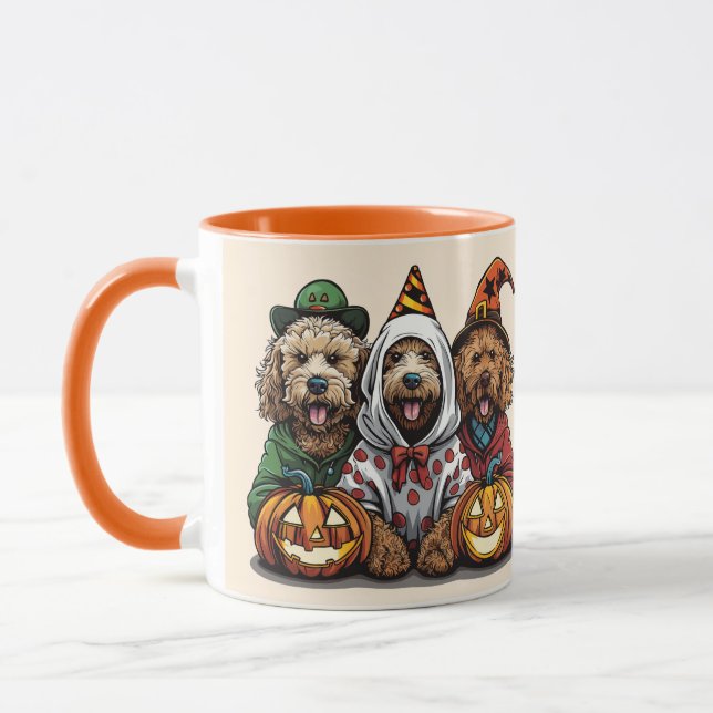 Taza Feliz Halloween Goldendoodle Dogs (Izquierda)