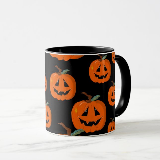 Taza Feliz Halloween Jack O Lantern Arte ilustrativo (Anverso derecho)