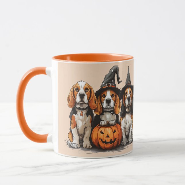 Taza Feliz Halloween Perros Beagle Jack O Lantern (Izquierda)