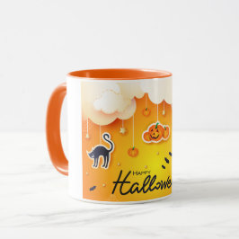 Taza Feliz Halloween sobre las nubes