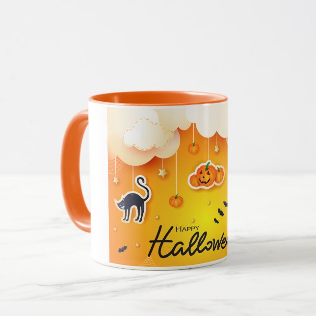 Taza Feliz Halloween sobre las nubes (Anverso izquierdo)