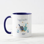 Taza Feliz Hanukkah Floral Dreidel<br><div class="desc">Feliz Hanukkah Floral Dreidel Mug. Personalice el texto personalizado anterior. En nuestra colección "Floral Hanukkah Menorah y Dreidel" se pueden encontrar elementos de coordinación adicionales.</div>