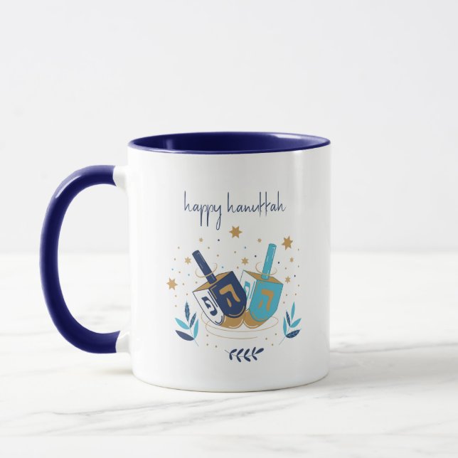 Taza Feliz Hanukkah Floral Dreidel (Izquierda)