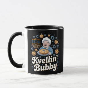 Taza Feliz Hanukkah Funny Holiday Judío Kvellin Bubby
