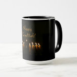 Taza Feliz Hanukkah Menorah Candles Elegante<br><div class="desc">Feliz Hanukkah Menorah Candles Candlelight Elegante Black Combo Mug</div>