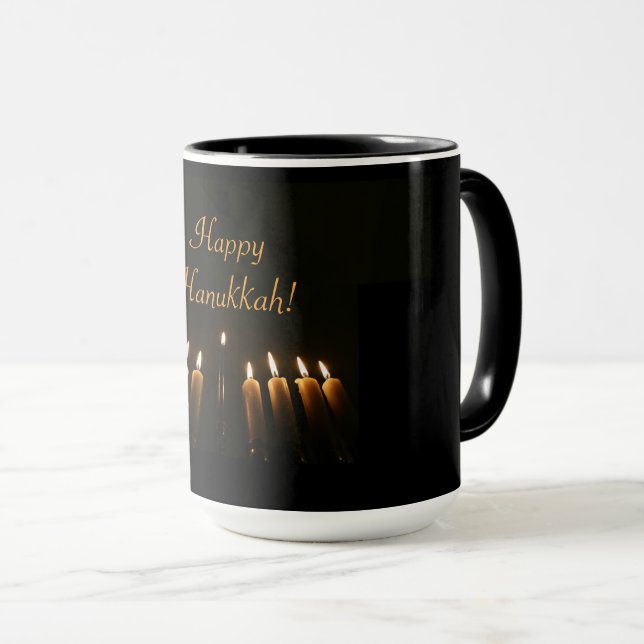 Taza Feliz Hanukkah Menorah Candles Elegante (Anverso derecho)