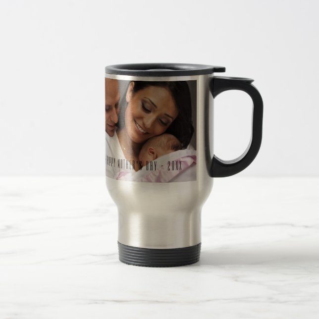Taza feliz moderna del viaje de la foto del día de (Derecha)