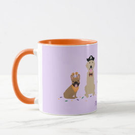 Taza Feliz morado de perros de Halloween