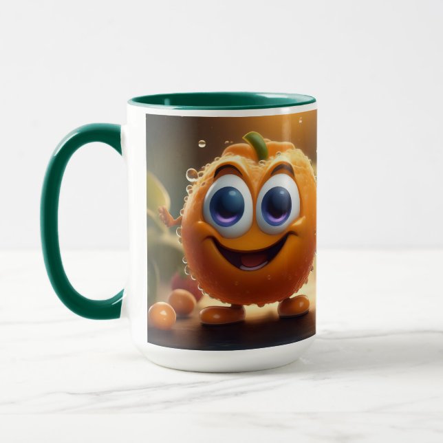Taza Feliz Naranja animado 3d, (Izquierda)