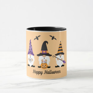 Taza Feliz Naranja púrpura de Halloween Gnomes