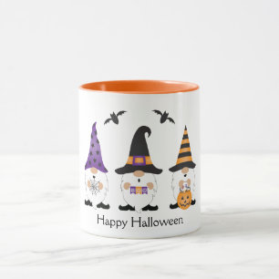 Taza Feliz Naranja púrpura de Halloween Gnomes