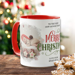 Taza Feliz Navidad 2 Foto Mejor nueva mami Personalizad