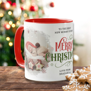 Taza Feliz Navidad 2 Foto Mejor nueva mami Personalizad
