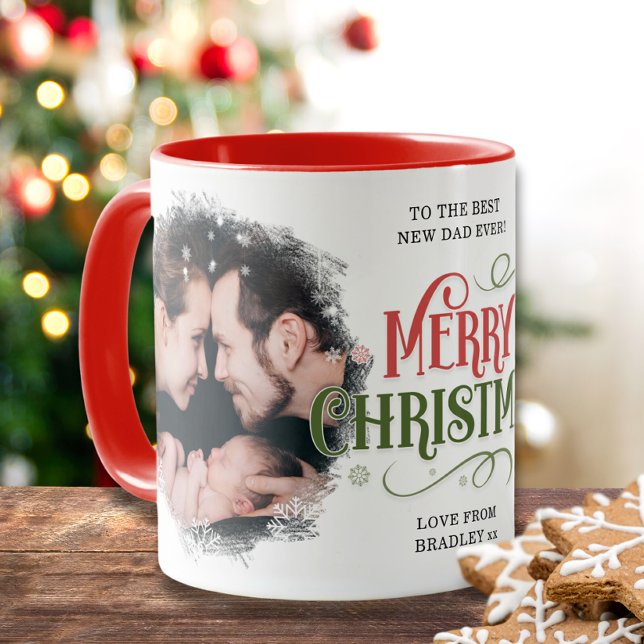 Taza Feliz Navidad 2 Foto Mejor Nuevo Padre Personaliza (Subido por el creador)