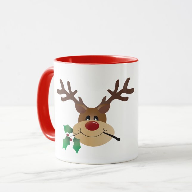 Taza Feliz Navidad a los renos con Mistletoe (Anverso izquierdo)