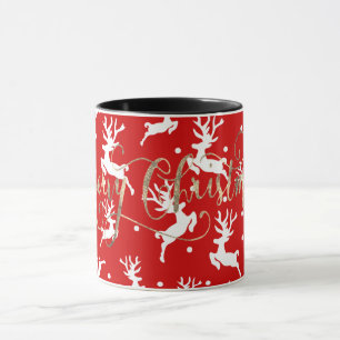 Taza Feliz Navidad a los renos rojos